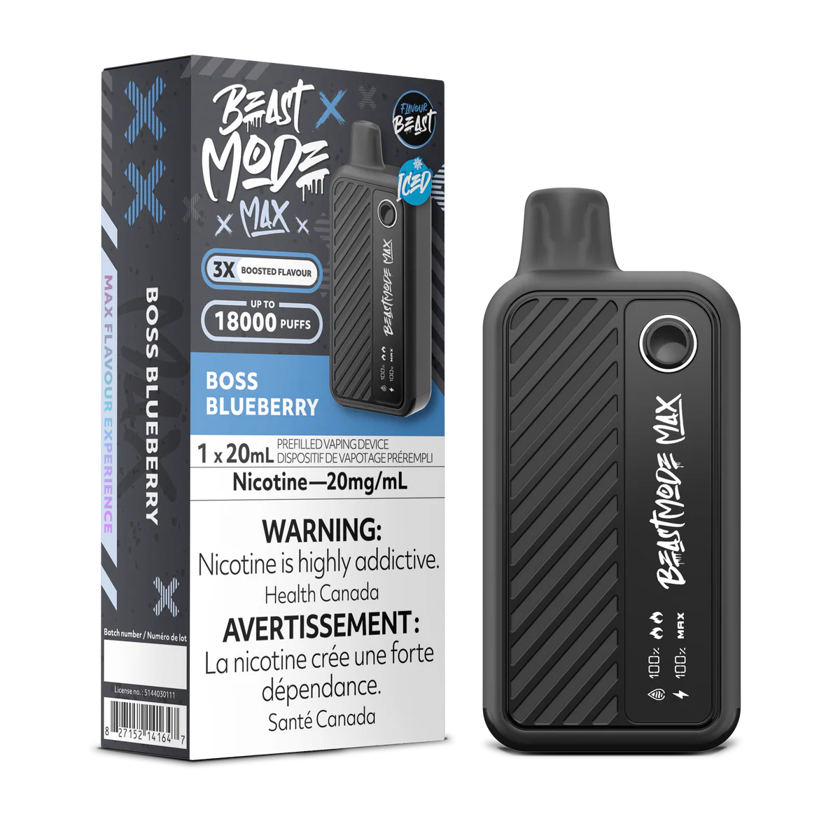 Beast Mode Max  Boss Blueberry (Iced) Disposable Vape