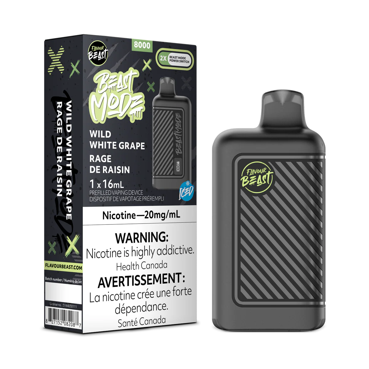 Beast Mode  Wild White Grape (Iced) Disposable Vape