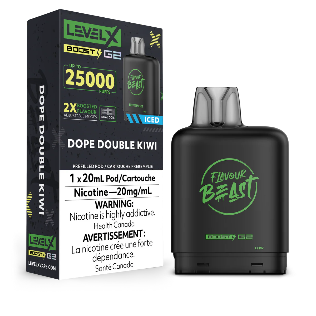 Level X Boost G2 Pods  Dope Double Kiwi (Iced) Vape Pod