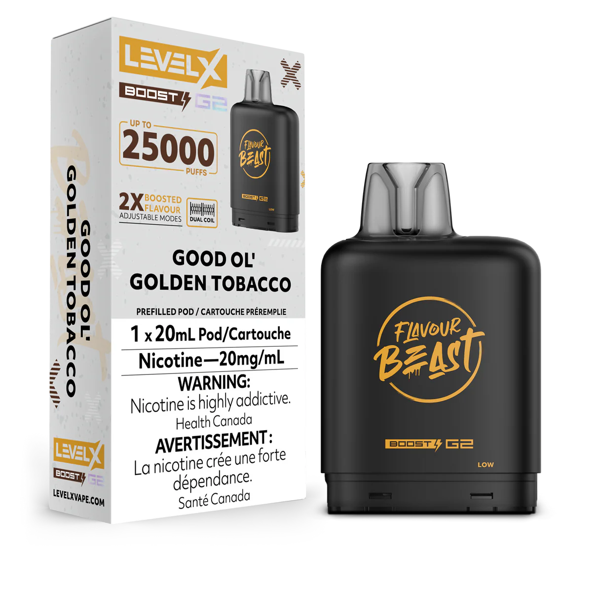 Level X Boost G2 Pods  Good Ol' Golden Tobacco Vape Pod