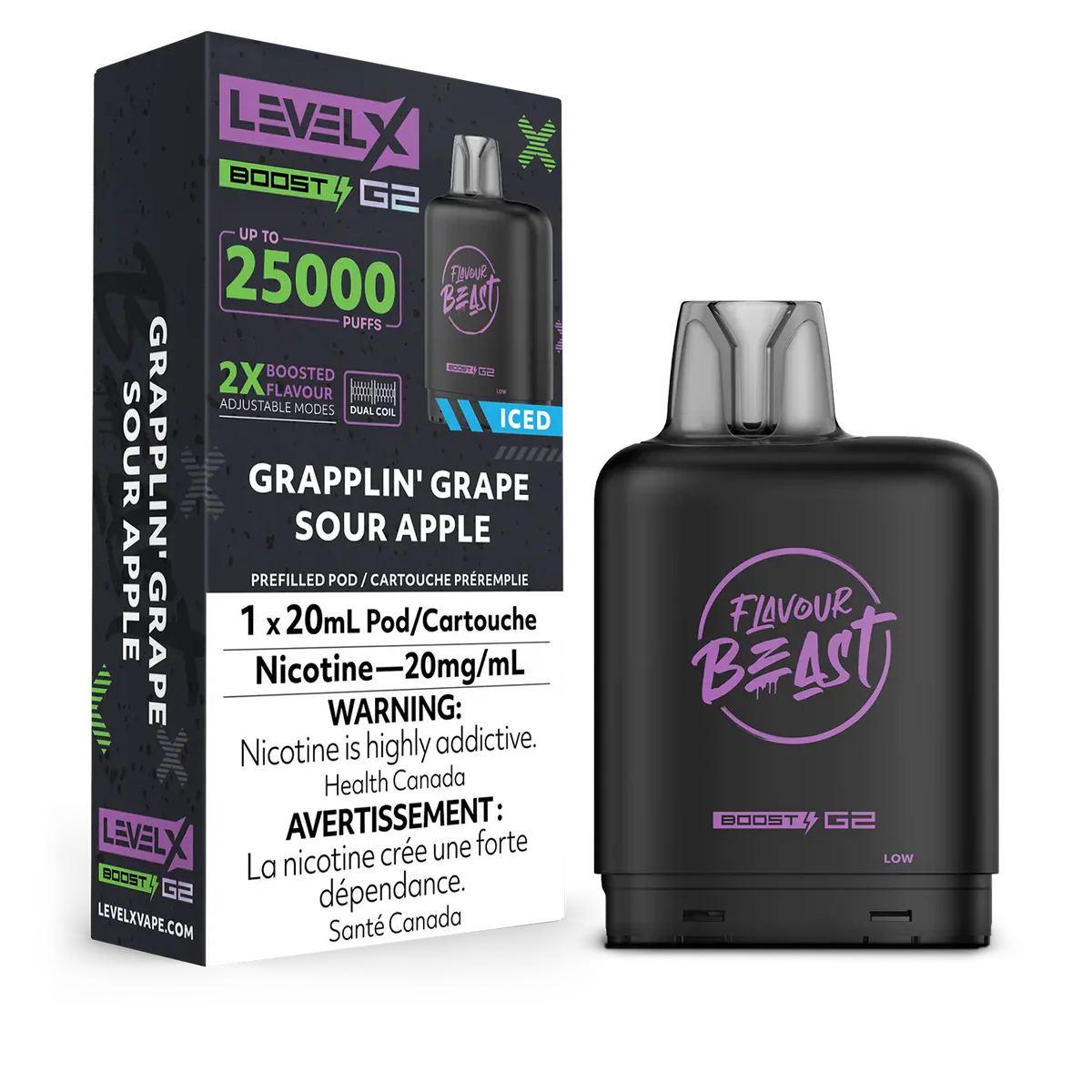Level X Boost G2 Pods  Grapplin' Grape Sour Apple (Iced) Vape Pod