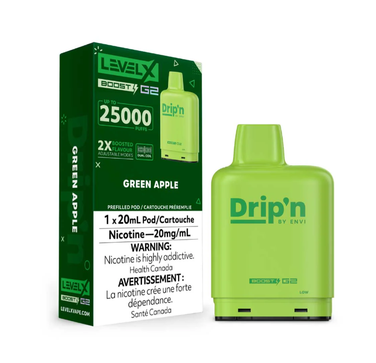 Green Apple Drip'n Level X Boost G2 Pods